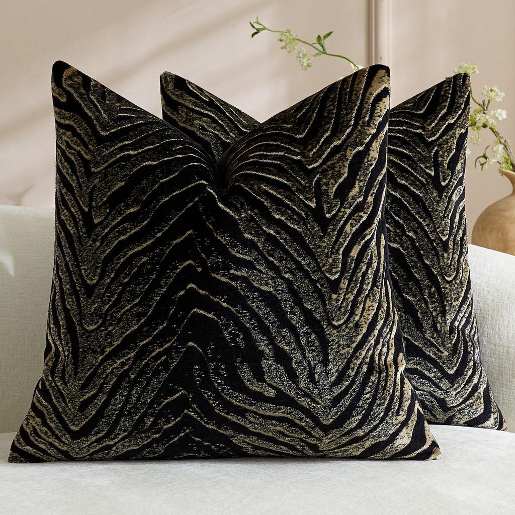 2 Stück Samt Zebra Leopard Muster Dekorative Kissenbezüge Weiche Jacquard Chenille Luxus Überwurf Kissenbezüge Für Sofa Bett Dekor