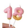 Retro Pink Cartoon Number Candles for Birthday Cakes (0-9) with Chocolate Drip Design