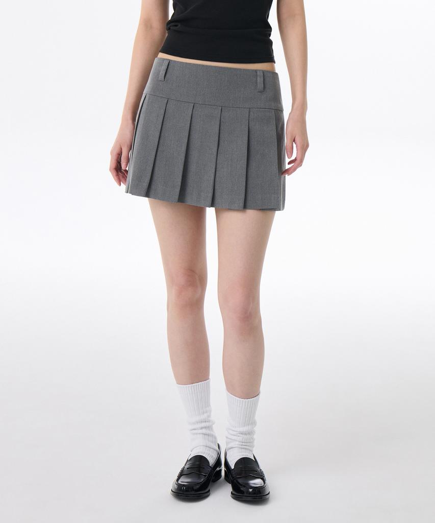 Musinsa Standard Woman Women'S Low-Rise Pleated Mini Scotts [Melange Grey]
