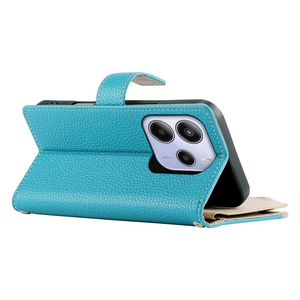 For Xiaomi Redmi Note 14 4G (164.84mm) Case Zipper Wallet Color Splicing Leather Flip Phone Cover with Straps