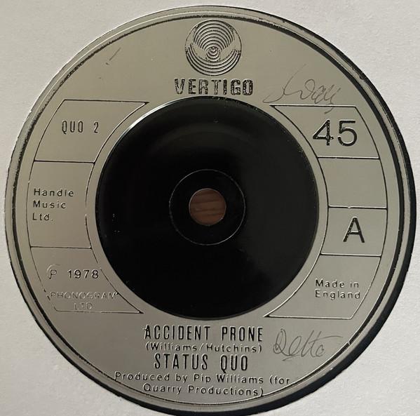 

7inch Record STATUS QUO Accident Prone QUO2 Vertigo 1978 UK Rock Used