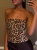 2025 European & American Leopard Print Sequin High-Waisted Zipper Bustier Crop Top Women's Fashion