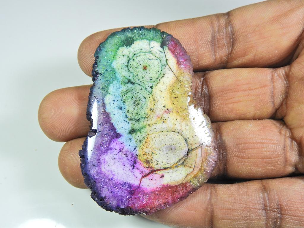 124Cts. Dyed Solar Druzy Agate Multi Colour Fancy Cabochon Loose Gemstone ET-34