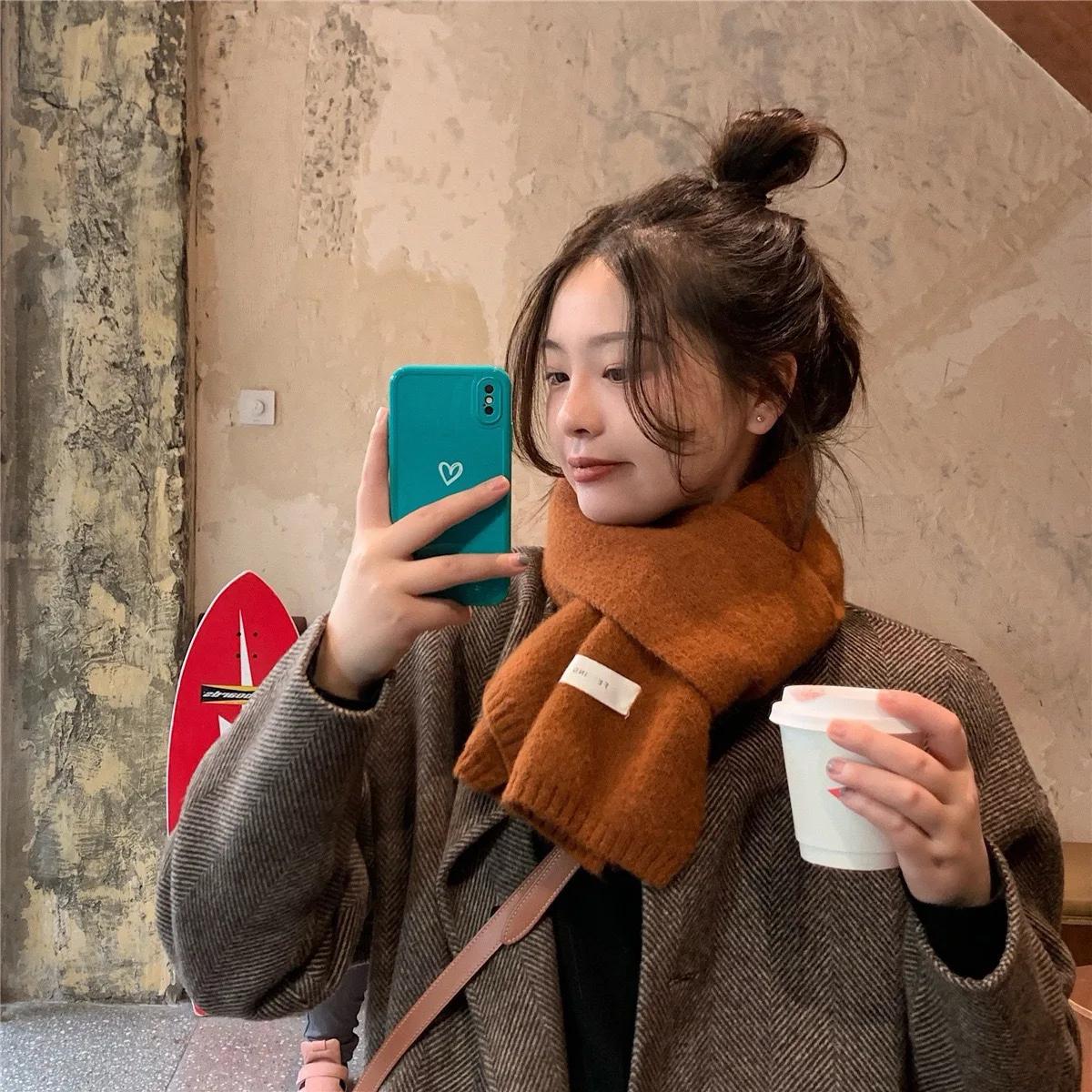 

Женский шарф из смеси кашемира, женский зимний теплый утолщенный роскошный однотонный платок, женский теплый толстый шерстяной шейный платок, одеяло