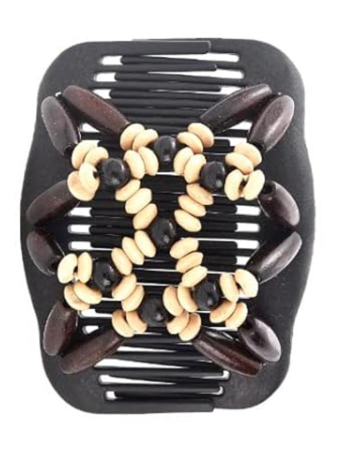 Peigne Magique Polyvalent en Perles de Bois pour Coiffure