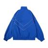 Jaqueta Listrada Refletiva Casaco Corta-Vento Masculino Hip Hop Streetwear Jaqueta com Zíper Casacos Finos Harajuku Esportivo Preto Azul
