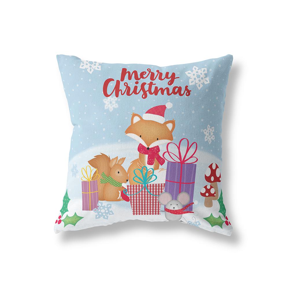 Home Decoration Christmas Theme Printing Pattern Polyester Cushion Cover Home Living Room Sofa Decoration Pillow Pillow Cover
