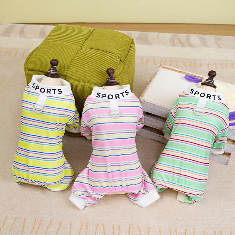 Spring and summer colorful sports dog four-legged loungewear thin breathable teddy small dog cat pet clothes
