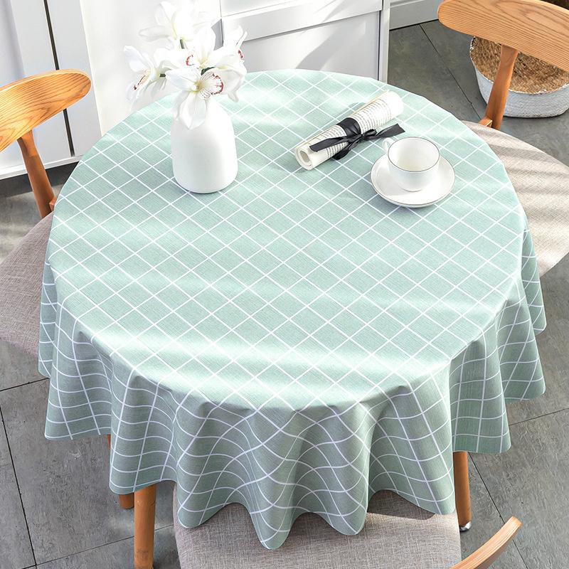 Mantel Redondo de PVC Estampado con Cuadrícula Impermeable, a Prueba de Aceite, Anti-Escaldaduras, Mantel para Mesa de Café, Cocina, Comedor, Cubierta, Alfombrilla