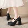 2024 Runway Style Brand High Heels Women Pumps Sandal Mary Janes Fashion Round Toe Platform Chunky Prom Shoes Zapatos De Mujer