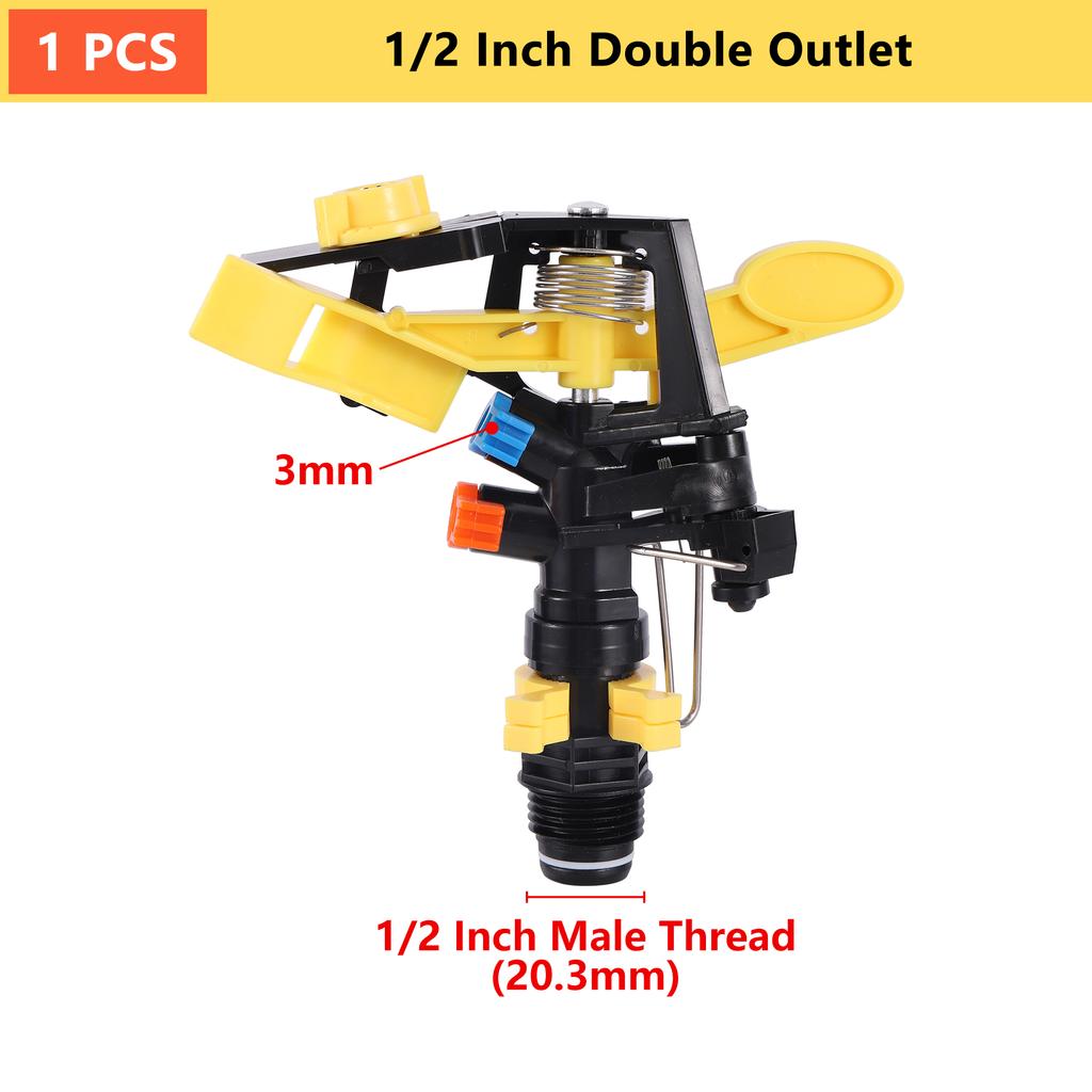 1/2"3/4" 360 Degree Auto Rotating Sprinkler Lawn Impact Sprinkler Adjustable Agricultural Irrigation Rocker Rotating Sprinkler