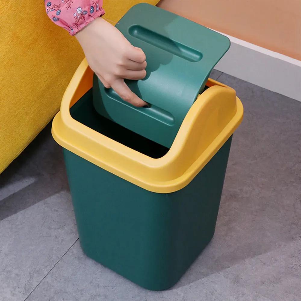 EcoStep 10L Flip-Top Waste Bin, Green, 1pc