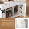 132cm Mobile Kitchen Table, Country House Style, Foldable Countertop, Multifunctional Cabinet, Spice Rack, Towel Holder, 4 Wheels, Integrated Socket
