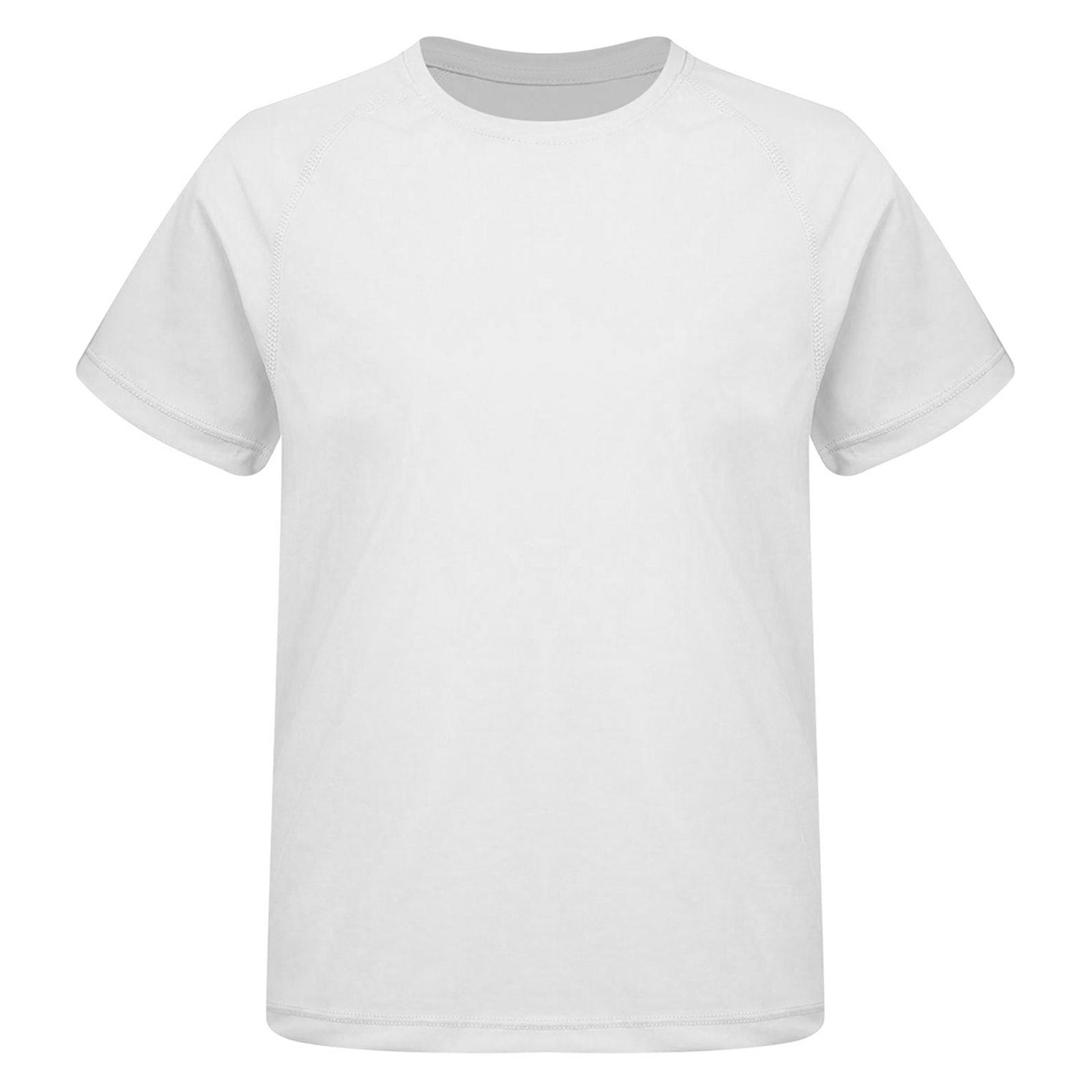 

Girls Sports Top Quick Drying Fabric Solid Color Short Sleeve Round Neck Athletic Shirt білий