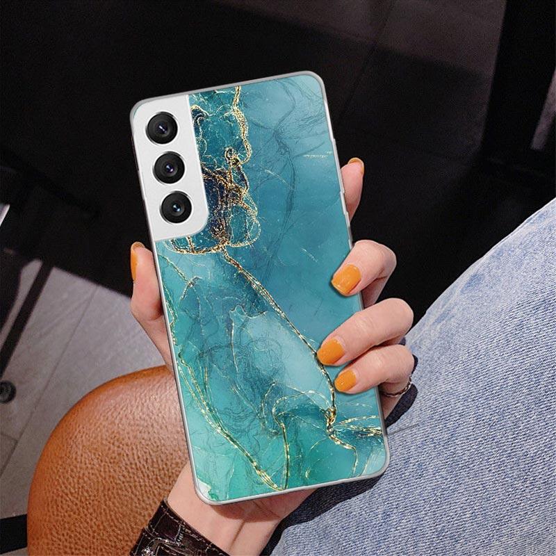 Fashion Gold Pink Geometric Marble Phone Case For Samsung Galaxy S24 S25 Edge S26 Ultra S23 S22 S21 Plus S20 FE + Personalized P