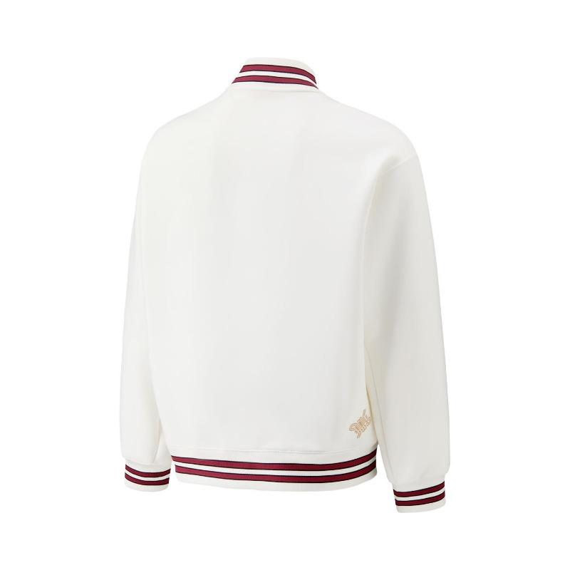 Li Ning Badminton Series Baseball Collar Letter Pattern Embroidered Couple Jacket Unisex Jackets AFDWJ89-2
