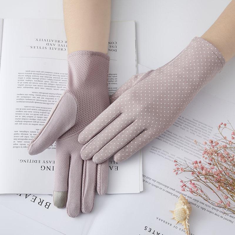 Gants Fins d'Été Antidérapants à Écran Tactile pour Femmes Courts en Coton Pur UV Élastiques Protection Solaire
