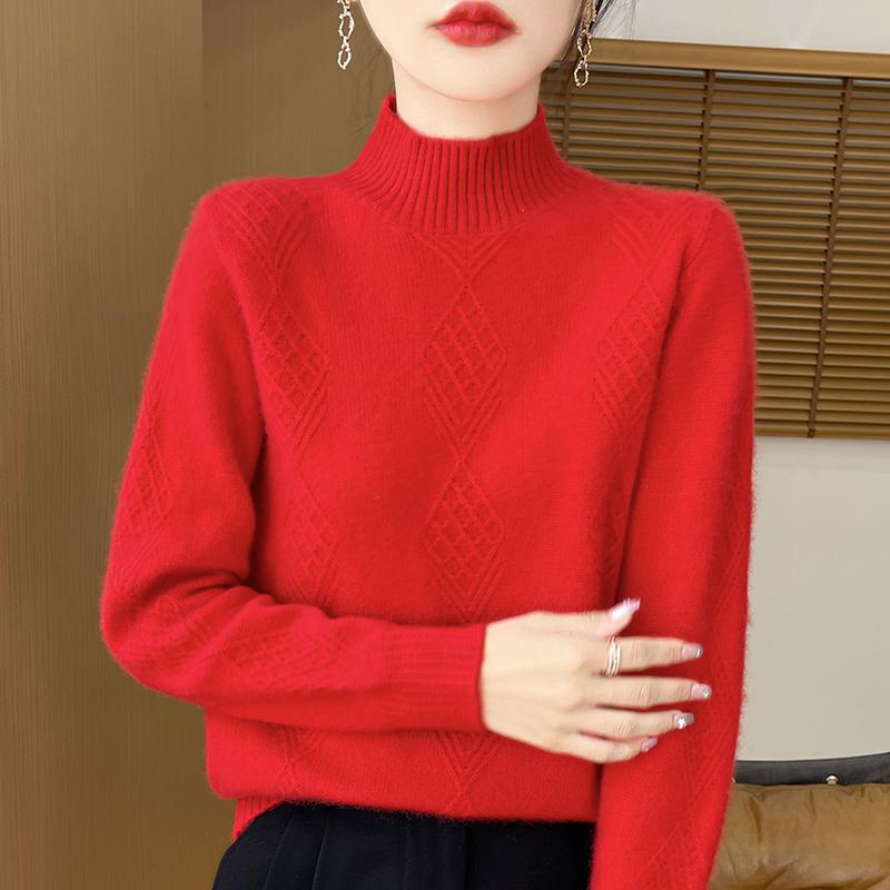 Suéter de cachemira para mujer Qinghe cachemira 30% cachemira 70% lana jersey de otoño e invierno cálido y a la moda