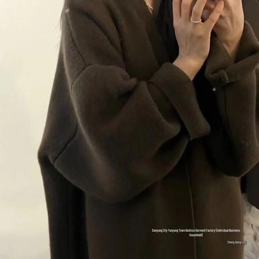 Cárdigan de punto oversize de longitud media para mujer - Color liso, ajuste holgado, por encima de la rodilla para Otoño e Invierno