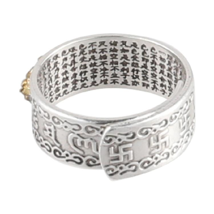 charm Buddhist Scriptures Open Adjustable Ring Feng Shui Amulet Blessing