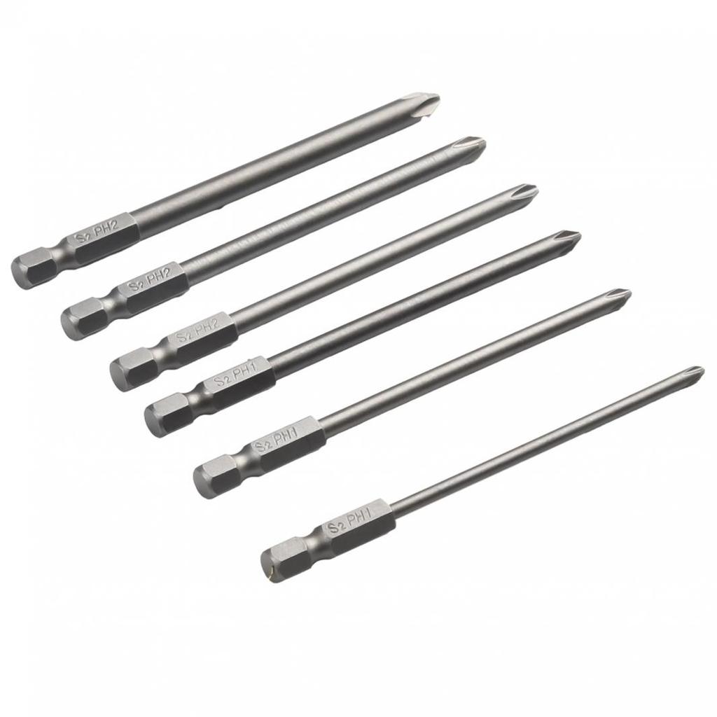 Home Screwdriver Bit Hand Tools 1/4inch 100mm Long 6Pcs/Set Cross Head