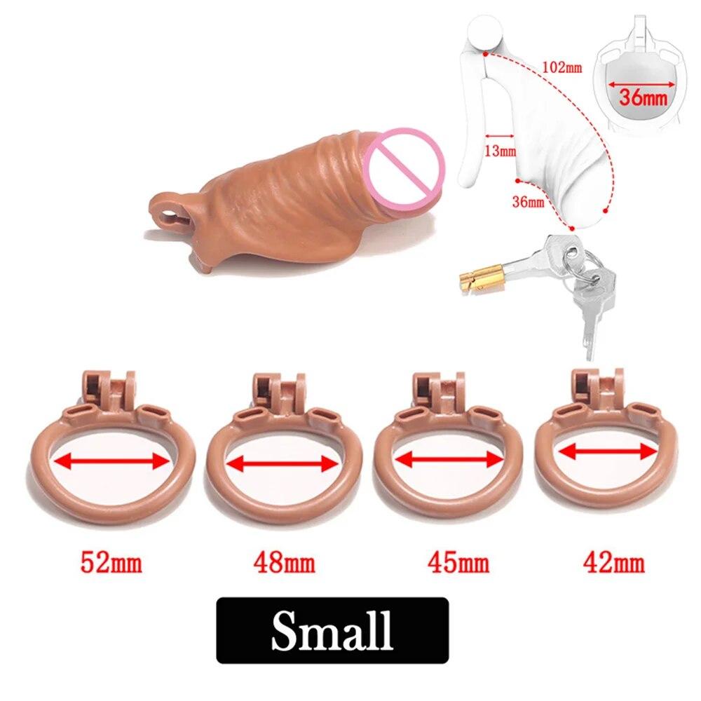 Super Simulierte Männliche Penis Keuschheit Gerät Flesh Sissy Cock Cage Penis Sleeve Ringe Sex Spielzeug Für Männer Dick Verhindern erektion Lock