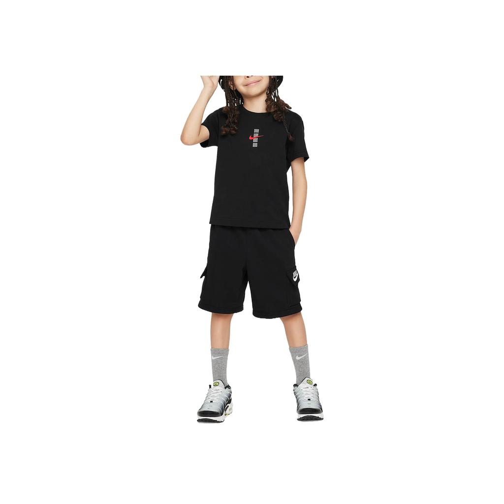 Nike Swoosh Tron Fashion Comfortable Casual Short Sleeve Kids Tops Black IM4479-010