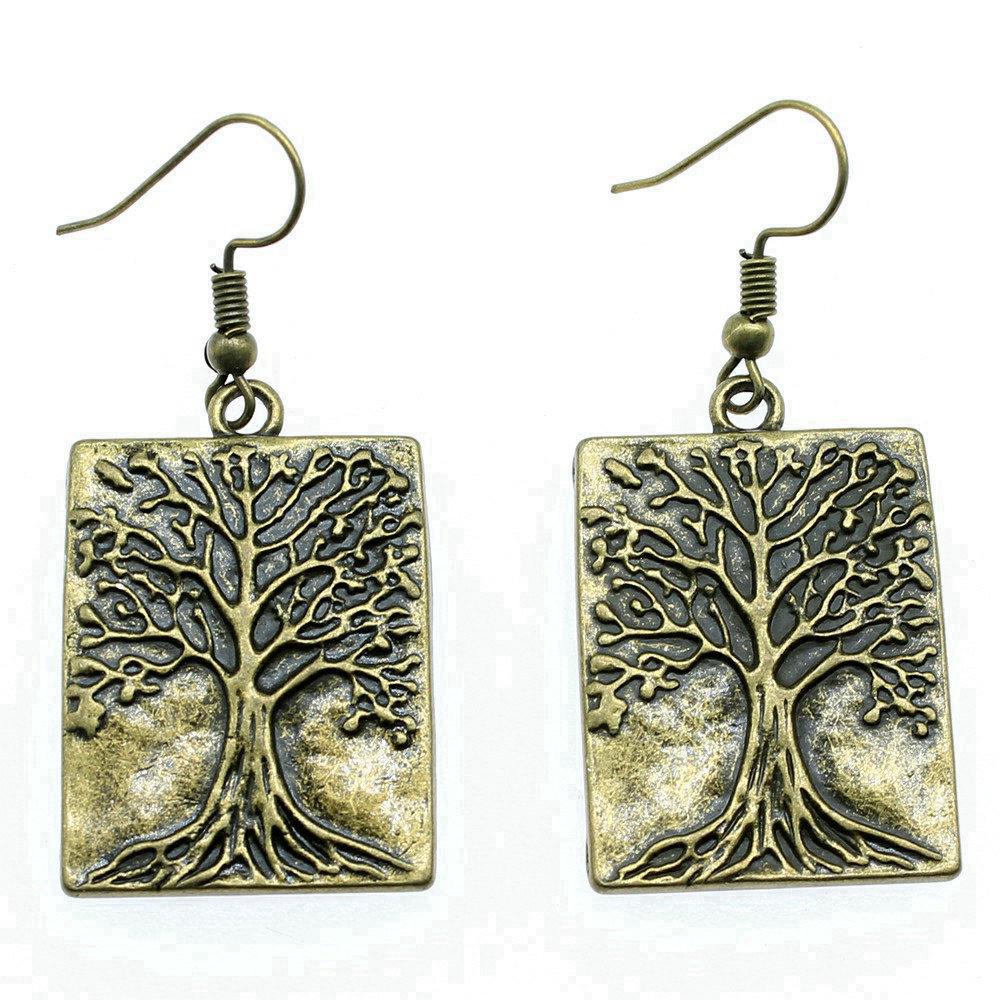Tree Of Life Dangle Earrings Openwork Nature Boho Style Drop Jewelry For Female