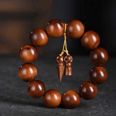 Xuantong Blitzschlagholz feine Spule kein Blitzpunkt Blitzschlag Jujubeholz Mahagoni Tag Donnerkugel Handgehaltenes Taoistisches Armband männliches Holz