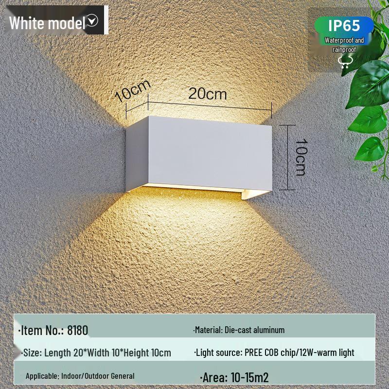 Waterproof LED Outdoor Wall Lamp for Stairs, Hallway, and Entrance - Rectangular Modern Design, Dimmable.