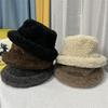 Lamb Wool Crimped Basin Hat Women's Autumn and Winter Face Small Dome Top Hat Fashion Versatile Warm Fisherman Hat