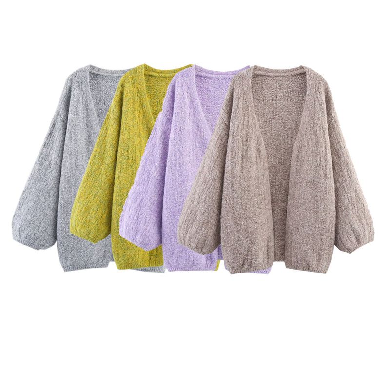 Kaslead New Women clothes Western Style Fashion Loose All-Match No Buckle Knitted Outerwear