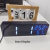 USB-betriebene große digitale Wanduhr TEMP Luftfeuchtigkeit Datum Nachtmodus Helligkeitsdimmung Schlummerfunktion 12/24H LED-Wecker für den Schreibtisch