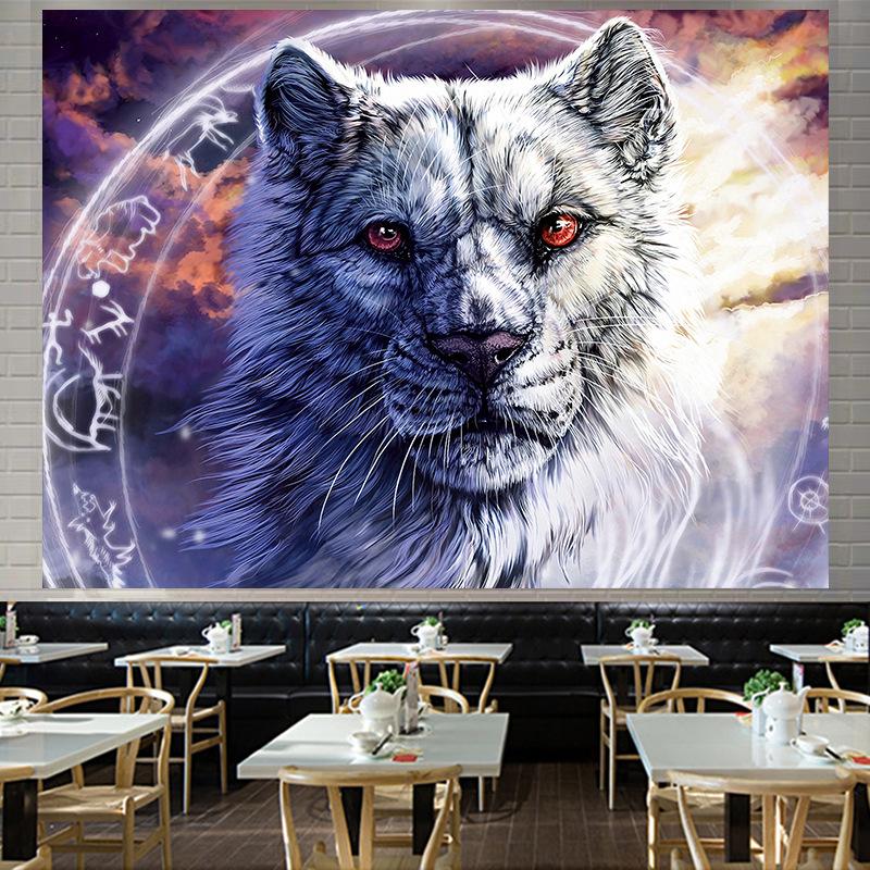 Nordic American Forest Tiger Large Tapestry Wall Hanging  Geometry Hippie Tapestry Home Room Decor Aesthetic Decoration