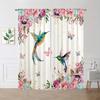 Flower Lily Birds Printed Curtains Curtain Suitable Kitchen Bedroom Study Cafe Living Room Home Decor Set Of 2 Made Polyester With Rod Pocket Washable