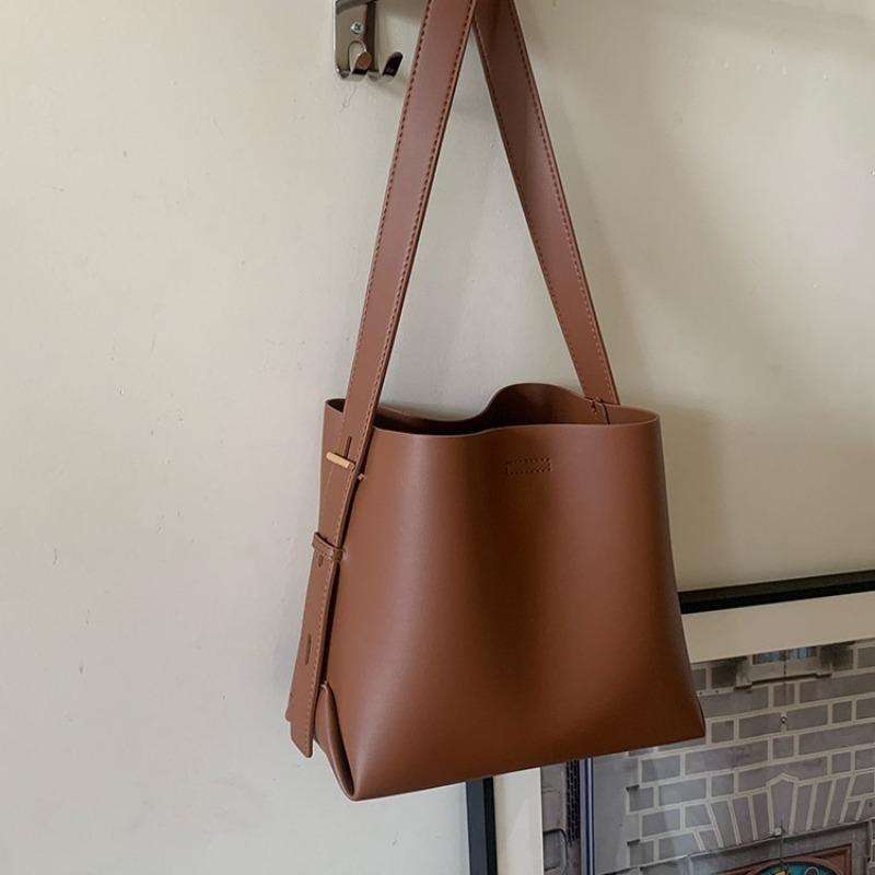 High-end Retro Commuter Large-capacity Tote Bag Hand Bag Shoulder Bucket Bag Large Bag