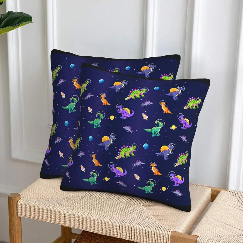 Dinosaur Dinosaurs In Space 2 pcs Square Pillowcase Pillow Cover Cushion Decor Comfort Throw Pillow for Home Car