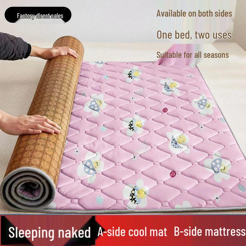 Dual-Sided Foldable Rattan Mattress Pad for All Seasons