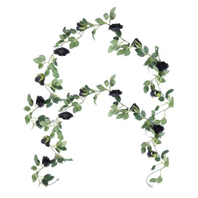 2pcs Artificial Black Rose Vine 78.7in Unique Faux Rose Vine Garland for Wedding Holiday Wall Decoration