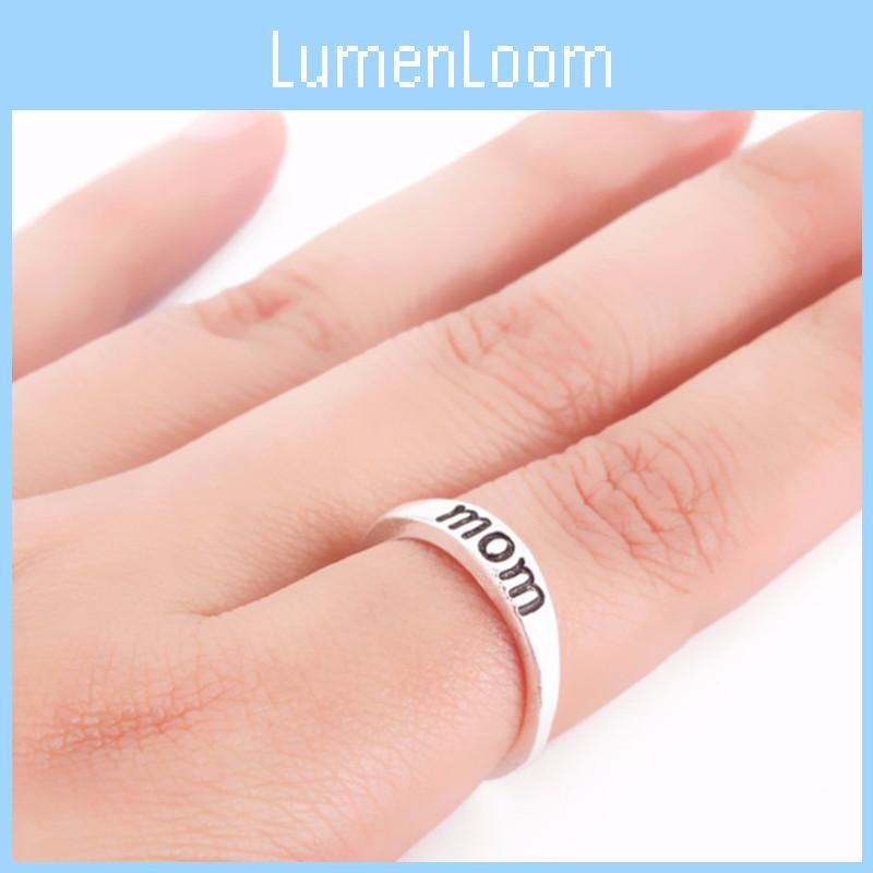 European And American Style Mom Mother Dad Ring Silver Plated Alloy Jewelry Wholesale Mother's Day Gift Accessories