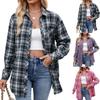 2024 New Amazon Autumn and Winter Cross-border European and American Women's Clothing Casual Fashion Spice Girls Loose Plaid Shirt Women