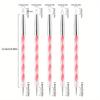 5Pcs 2 Way Silicone Acrylic Nail Brushes Dual-Ended Carving Dotting Tips for UV Gel Stainless Steel Dotting Pens Painting Tools