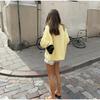 VAYLA Yellow Knitted Letter Sweater Women Elegant Round Neck Long Sleeve Short Pullover Casual Lady New Street Sweaters