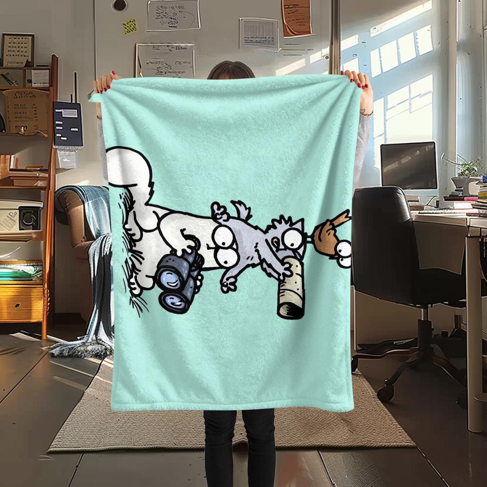 1 Pezzo Coperta in Flanella con Stampa Simon's Cat, Alta qualità Confortevole per Tutte le Stagioni, Decorazione per la Casa, Calore e Comfort, Perfetta per Regali di Natale