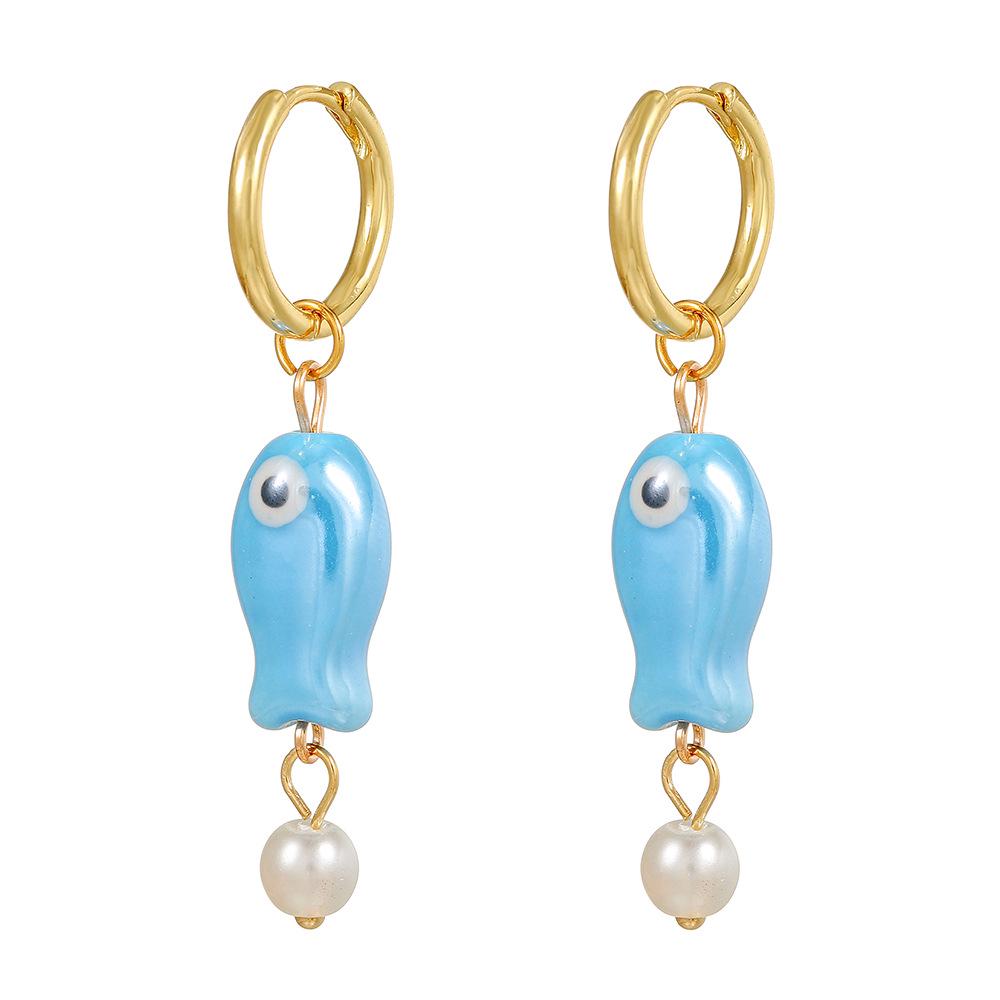 

Colorful Fish Ceramic Dangle Earrings for Students - Cute Cartoon Design