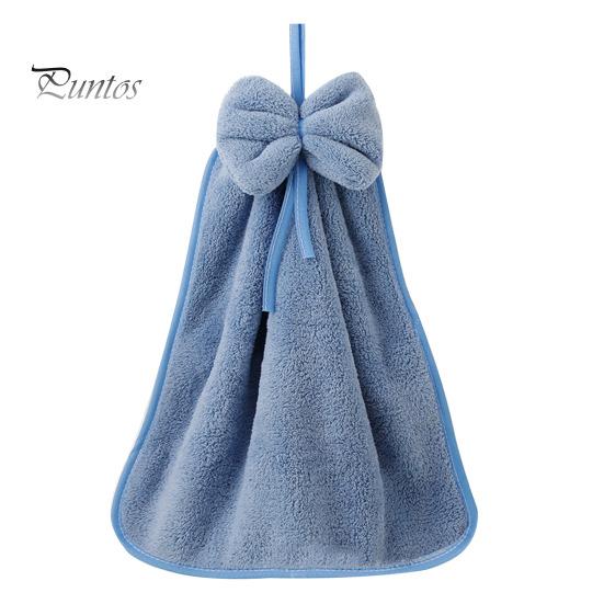 

Полотенце для рук из кораллового флиса, однотонное, с бантом, быстросохнущее, впитывающее, уменьшающее пятна от воды, сохраняющее руки чистыми, многоразовое подвесное полотенце для синий