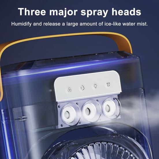 Portable Air Conditioner Desk Cooling Fan with Colorful Lights Strong Airflow Low Noise Table Spray Fan with Water Tank