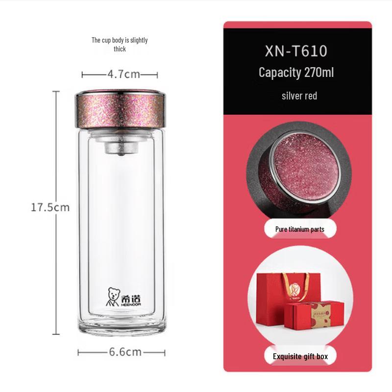 Heenoor Antibacterial Insulated Glass Tea Bottle