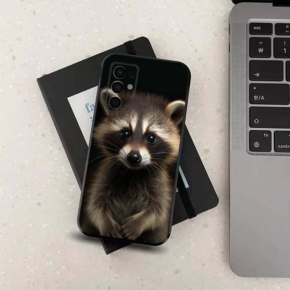 Cute R-Raccoon For Samsung Galaxy A53,31,52,72,41,Note,J7,8,9,5G,22,73,32,71, Soft Black Silicone Case