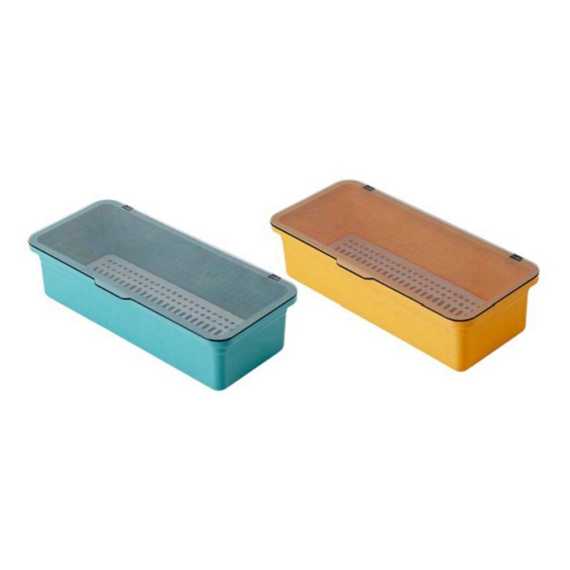 

M-Modern-Drawer Organizer, Clear Vanity Desk Storage And Organizer, Make Up Holder With Lid For Bathroom Display Storage
